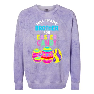 Will Trade Brother for Easter Candy Eggs Boy Girl Colorblast Crewneck Sweatshirt