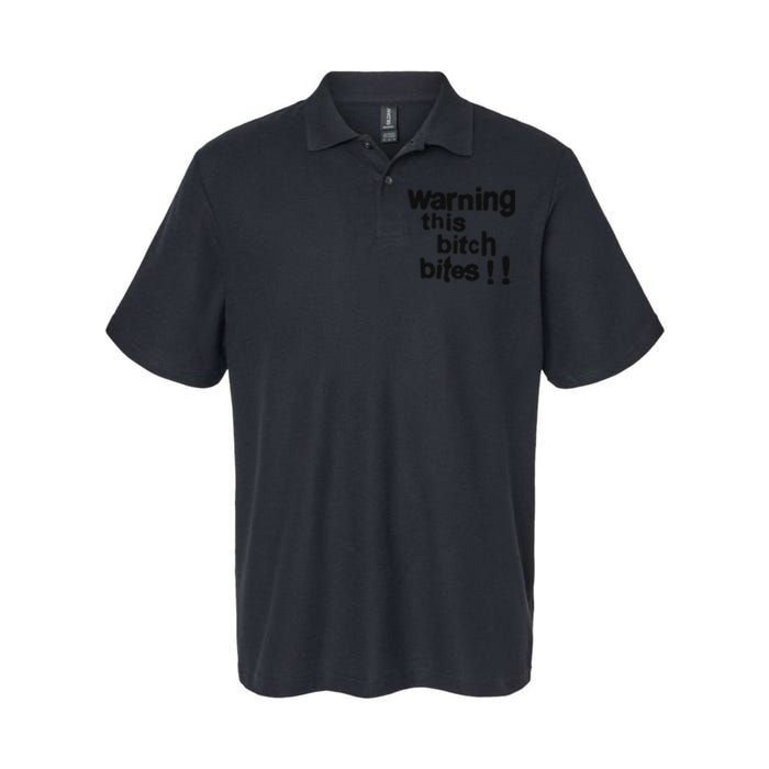 Warning This Bitch Bites Softstyle Adult Sport Polo