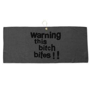 Warning This Bitch Bites Large Microfiber Waffle Golf Towel