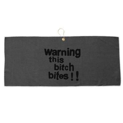 Warning This Bitch Bites Large Microfiber Waffle Golf Towel