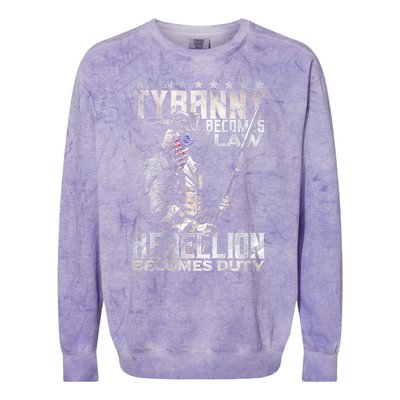 When Tyranny Becomes Law Rebellion Becomes Duty (On Back) Colorblast Crewneck Sweatshirt