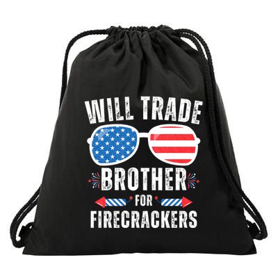 Will Trade Brother For Firecrackers Funny 4th Of July Drawstring Bag