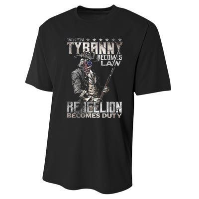 When Tyranny Becomes Law Rebellion Becomes Duty (On Back) Performance Sprint T-Shirt