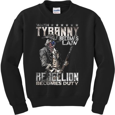 When Tyranny Becomes Law Rebellion Becomes Duty (On Back) Kids Sweatshirt