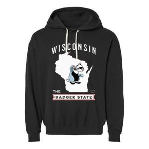 Wisconsin The Badger State Established 1848 Garment-Dyed Fleece Hoodie