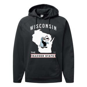 Wisconsin The Badger State Established 1848 Performance Fleece Hoodie