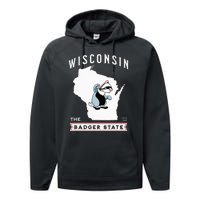 Wisconsin The Badger State Established 1848 Performance Fleece Hoodie