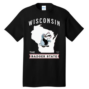 Wisconsin The Badger State Established 1848 Tall T-Shirt