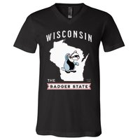 Wisconsin The Badger State Established 1848 V-Neck T-Shirt