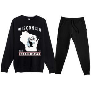 Wisconsin The Badger State Established 1848 Premium Crewneck Sweatsuit Set