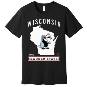 Wisconsin The Badger State Established 1848 Premium T-Shirt