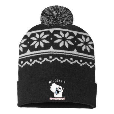 Wisconsin The Badger State Established 1848 USA-Made Snowflake Beanie