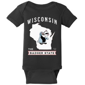 Wisconsin The Badger State Established 1848 Baby Bodysuit