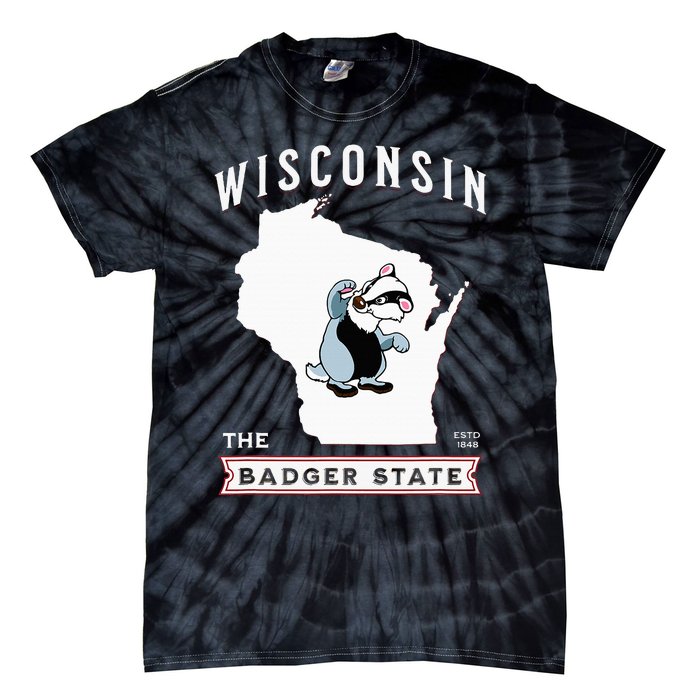 Wisconsin The Badger State Established 1848 Tie-Dye T-Shirt