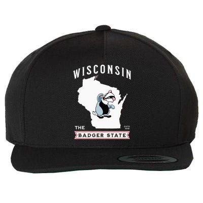 Wisconsin The Badger State Established 1848 Wool Snapback Cap