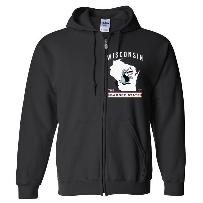 Wisconsin The Badger State Established 1848 Full Zip Hoodie