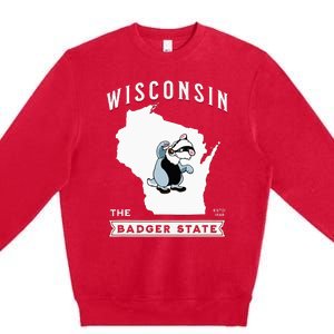 Wisconsin The Badger State Established 1848 Premium Crewneck Sweatshirt