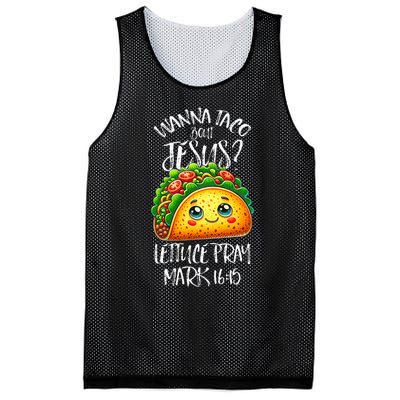 Wanna Taco Bout Jesus Christian Humor Letucce Pray Mesh Reversible Basketball Jersey Tank