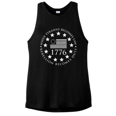 When tyranny becomes law rebellion becomes duty Ladies PosiCharge Tri-Blend Wicking Tank