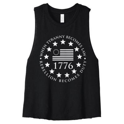 When tyranny becomes law rebellion becomes duty Women's Racerback Cropped Tank