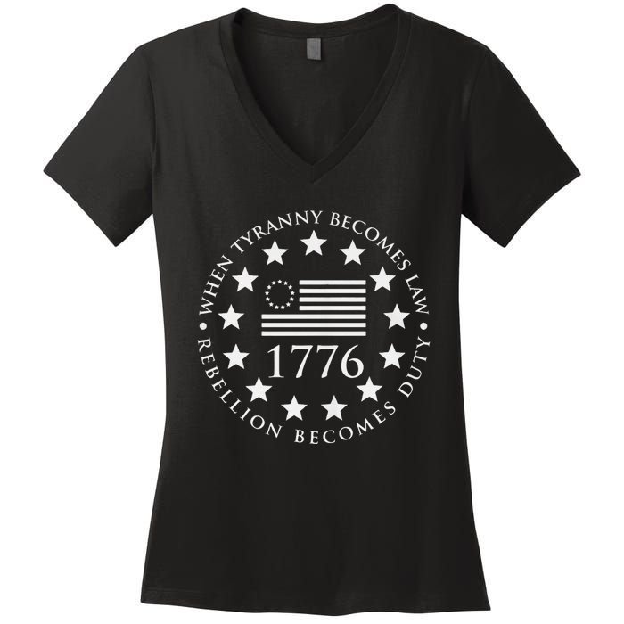 When tyranny becomes law rebellion becomes duty Women's V-Neck T-Shirt