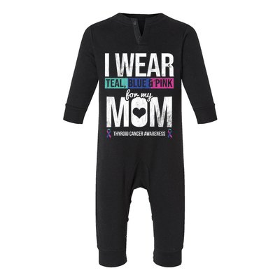 Wear Teal Blue Pink For Mom Thyroid Cancer Awareness Ribbon Gift Infant Fleece One Piece