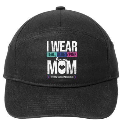 Wear Teal Blue Pink For Mom Thyroid Cancer Awareness Ribbon Gift 7-Panel Snapback Hat
