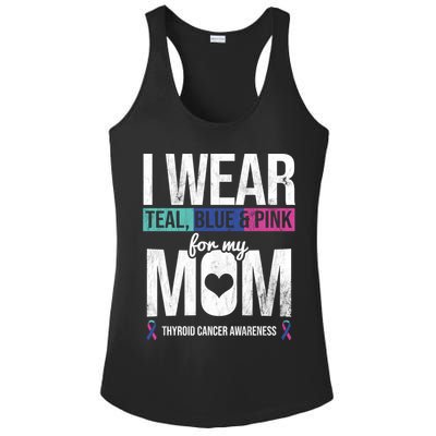 Wear Teal Blue Pink For Mom Thyroid Cancer Awareness Ribbon Gift Ladies PosiCharge Competitor Racerback Tank