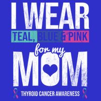 Wear Teal Blue Pink For Mom Thyroid Cancer Awareness Ribbon Gift Women's V-Neck T-Shirt