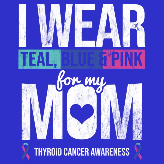 Wear Teal Blue Pink For Mom Thyroid Cancer Awareness Ribbon Gift Women's V-Neck T-Shirt