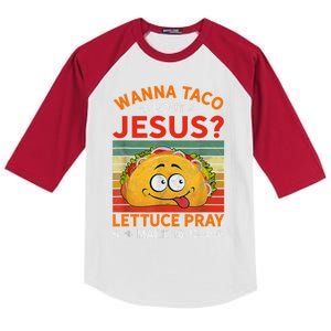 Wanna Taco Bout Jesus Funny Kids Colorblock Raglan Jersey