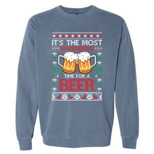 Wonderful Time Beer Ugly Christmas Sweaters Gift Garment-Dyed Sweatshirt