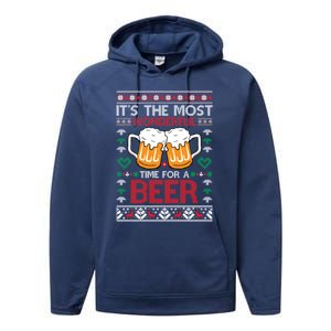 Wonderful Time Beer Ugly Christmas Sweaters Gift Performance Fleece Hoodie