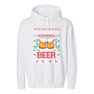 Wonderful Time Beer Ugly Christmas Sweaters Gift Garment-Dyed Fleece Hoodie