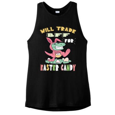 Will Trade Bff For Easter Candy Dinosaur T Rex Bunny Ears Gift Ladies PosiCharge Tri-Blend Wicking Tank