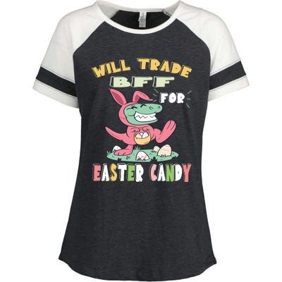 Will Trade Bff For Easter Candy Dinosaur T Rex Bunny Ears Gift Enza Ladies Jersey Colorblock Tee