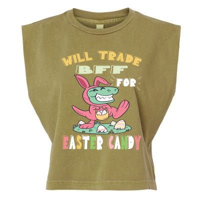 Will Trade Bff For Easter Candy Dinosaur T Rex Bunny Ears Gift Garment-Dyed Women's Muscle Tee