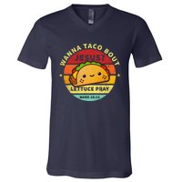 Wanna Taco Bout Jesus Cinco De Mayo Pun Christian V-Neck T-Shirt