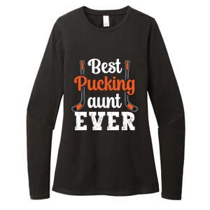 Wo The Best Pucking Aunt Ever Funny Hockey Sports Lover Meaningful Gift Womens CVC Long Sleeve Shirt