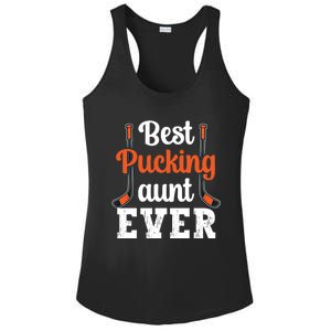 Wo The Best Pucking Aunt Ever Funny Hockey Sports Lover Meaningful Gift Ladies PosiCharge Competitor Racerback Tank