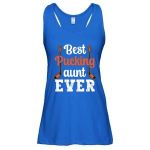 Wo The Best Pucking Aunt Ever Funny Hockey Sports Lover Meaningful Gift Ladies Essential Flowy Tank