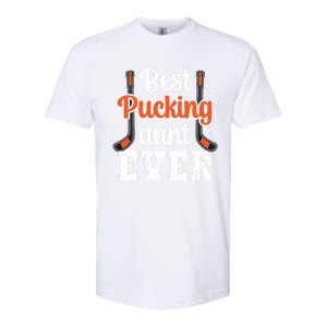 Wo The Best Pucking Aunt Ever Funny Hockey Sports Lover Meaningful Gift Softstyle CVC T-Shirt