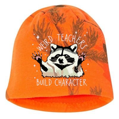 Weird Teachers Build Character Raccoon Teacher Appreciation Kati - Camo Knit Beanie