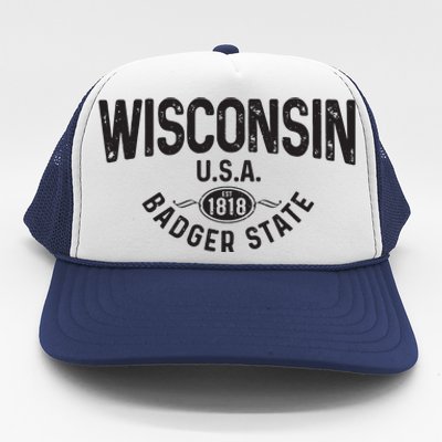 Wisconsin The Badger State Est 1818 Gift Trucker Hat