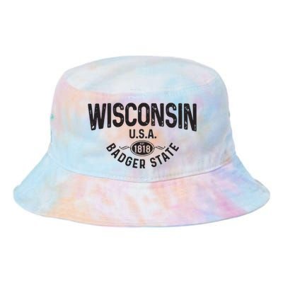 Wisconsin The Badger State Est 1818 Gift Tie Dye Newport Bucket Hat