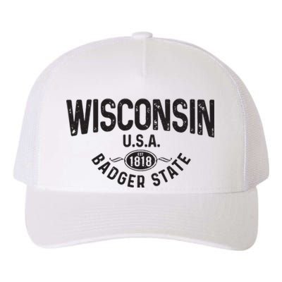 Wisconsin The Badger State Est 1818 Gift Yupoong Adult 5-Panel Trucker Hat