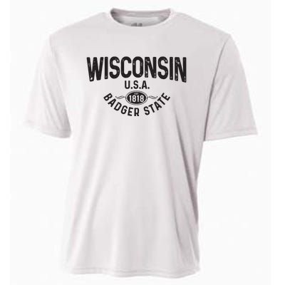 Wisconsin The Badger State Est 1818 Gift Cooling Performance Crew T-Shirt