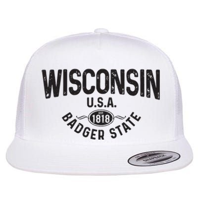 Wisconsin The Badger State Est 1818 Gift Flat Bill Trucker Hat