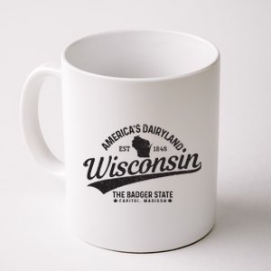 Wisconsin The Badger State Est 1848 State Map Gift Coffee Mug