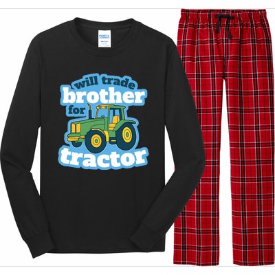 Will Trade Brother For Tractor Funny Long Sleeve Pajama Set